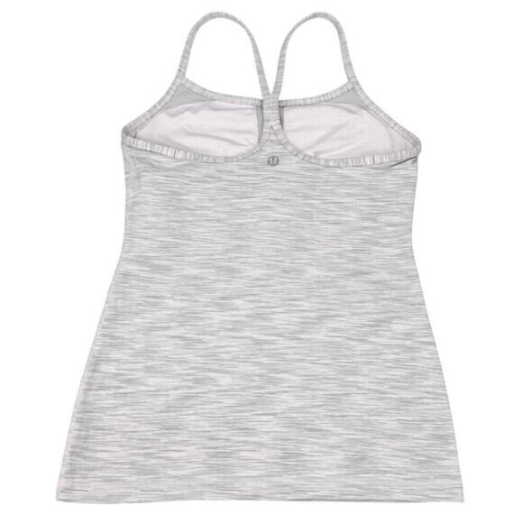 LULULEMON Power Y Tank Size 4 Wee Are From Space Gray Pink w/ Built In Bra - Picture 3 of 5